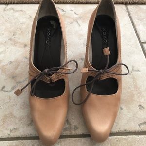 Xoxo Brown Lace Up Pointed High Heels